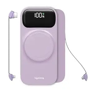 Lifelong ChargeMate 10000 mAh 22.5 W Wireless with MagSafe Slim Pocket Size Power Bank (Lavender, Lithium Polymer, Fast Charging, Quick Charge 3.0 for Earbuds, Mobile, Smartwatch, Speaker, Tablet)