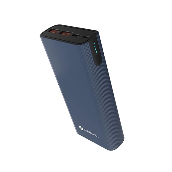 Portronics Power 45 20000mAh Super Fast Charging Metal Power Bank |Triple Output (2USB + 1 Type C) for Laptop/Mobiles/TWS/Speakers.(Blue)