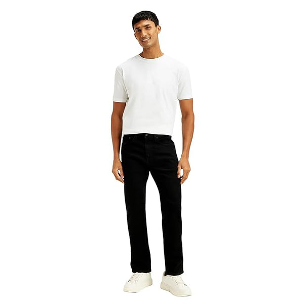 Levi's Men's 505 Regular Fit Mid Rise Jeans (BLACK)