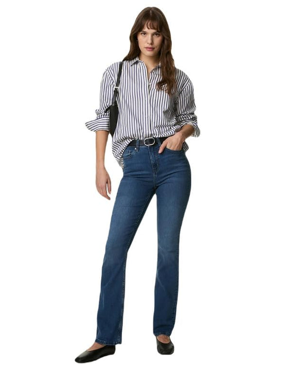 Marks & Spencer Women's High Rise Regular Jeans (MEDIUM INDIGO)