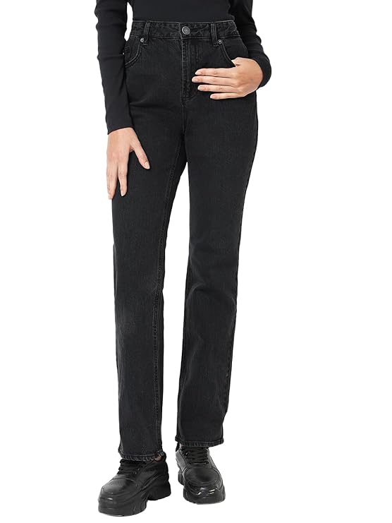 VERO MODA Women's Straight Jeans (Black Denim)