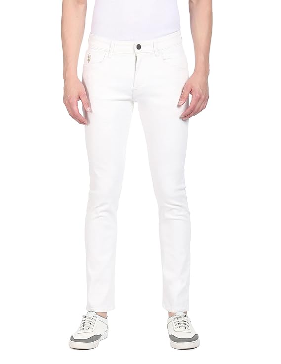 U.S. POLO ASSN. Men's Slim Fit Mid Rise Jeans (White)