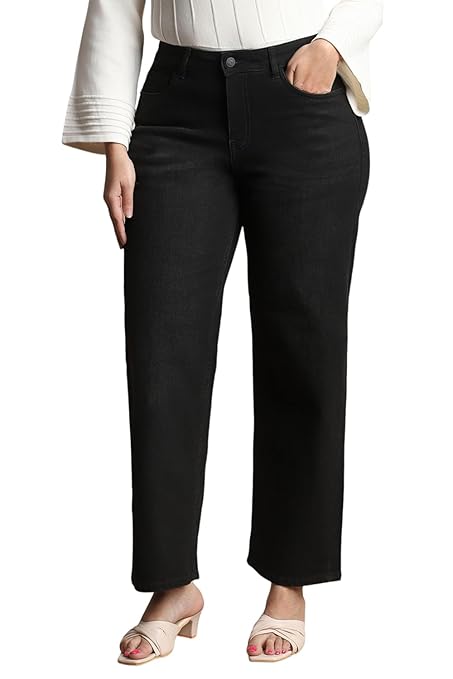 Allen Solly Women High Rise Regular Fit Jeans (Black)