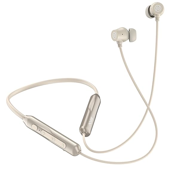 Noise Airwave Pro Bluetooth in Ear Neckband with Upto 32 dB ANC, 60H of Playtime, Dual Device Pairing, 3 Mic ENC for Calling, Low Latency(Upto 40ms), 13mm Driver (Metallic Beige)
