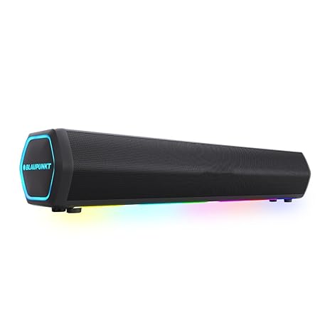 Blaupunkt Newly Launched SBA20 Pro 25W Bluetooth Soundbar with 2000mAh Battery I RGB Lights I Honeycomb Design I AUX, Bluetooth (Black)