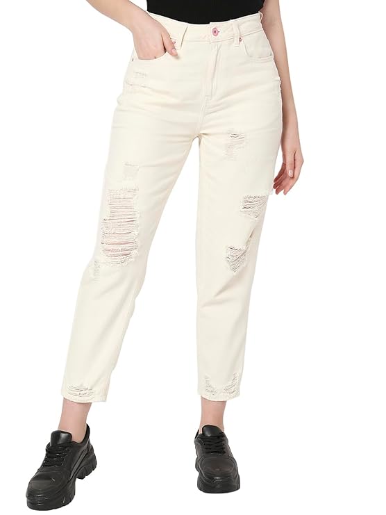 VERO MODA Women's Slim Fit Jeans (White Sand)