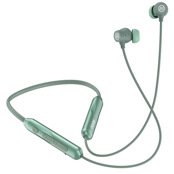 Noise Airwave Pro Bluetooth in Ear Neckband with Upto 32 dB ANC, 60H of Playtime, Dual Device Pairing, 3 Mic ENC for Calling, Low Latency(Upto 40ms), 13mm Driver (Metallic Green)