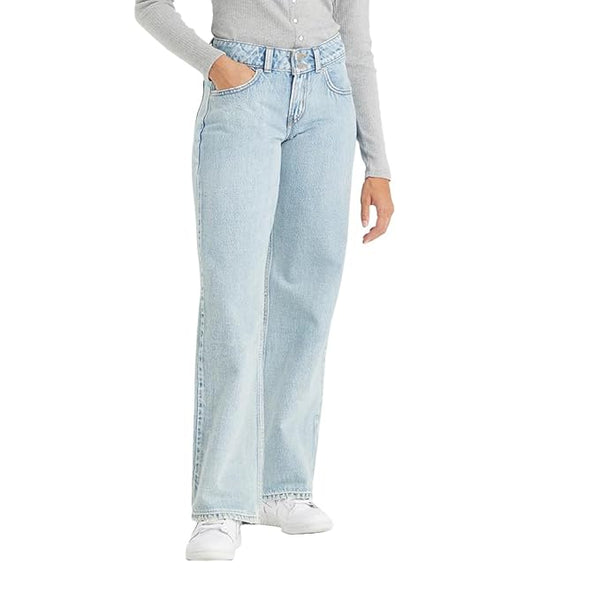 Women's Low Rise Loose Fit Light-Blue Jeans (Light Blue)