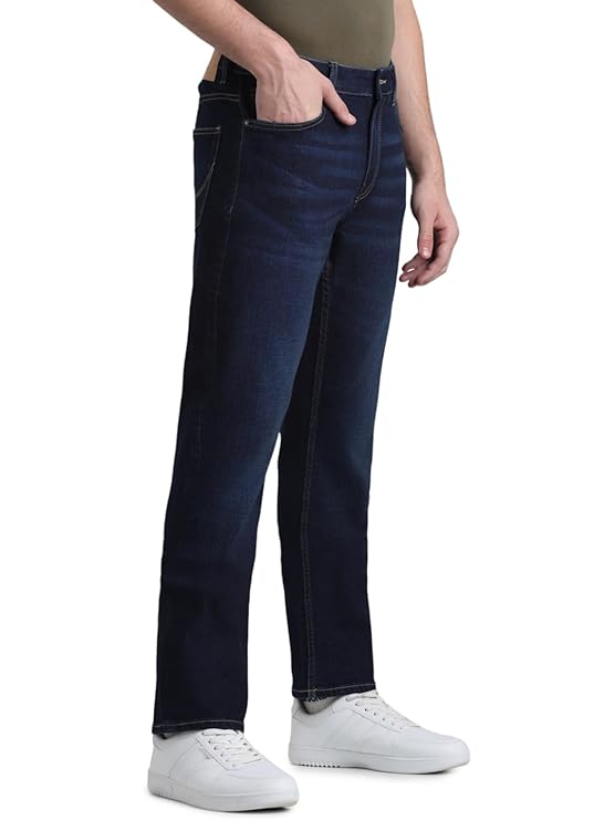 JACK & JONES Men Mid Rise Regular Jeans (Dark Blue Denim)