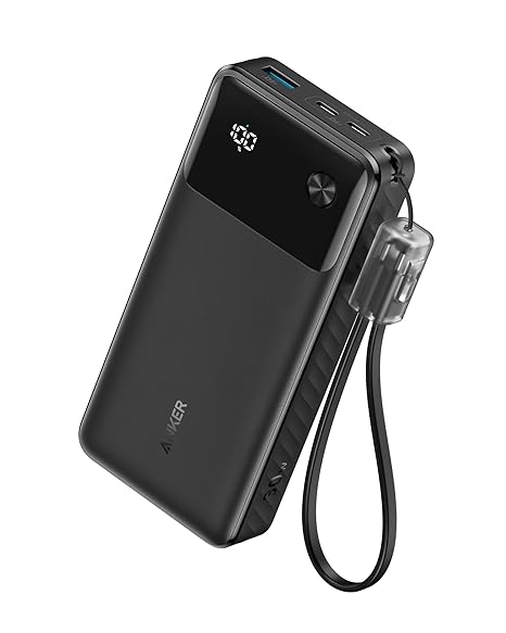 Anker Power Bank 20000 mAh with 3-Port 30W Max PD Fast Charge, Compatible iPhones, iPads, Macbooks (Black)