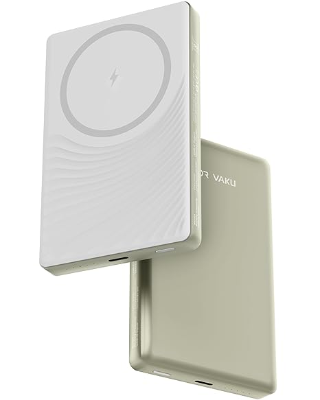 Volt Flow 10000mAh 22.5w PD 15w Magnetic Wireless Power Bank for iPhone 16/15/14/13/12 Series, iWatch & Airpods Wireless Charging (Input & Output) Lithium Polymer Battery- White