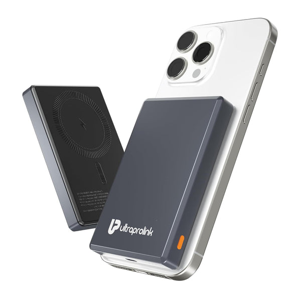 UltraProlink 10000 mAh Slimmest Wireless Magnetic Mag-Safe Power Bank | 22.5W Type C Port with PD-PPS Support | Charging for iPhone Series 16,15,14,13 | Made in India | Grey | Juice-Up Mag 4