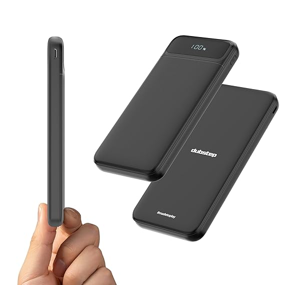 Dubstep Powerblitz X2 10,000 mAh Multi-Device Charging Powerbank with Dual USB Port & Type-C, LED Battery Indicator (Black)