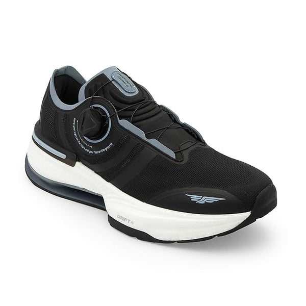 Red Tape Dial Lace ETPU Athleisure Shoes for Men | Cultured Round-Toe Shape & Cushioning Technology (Black)