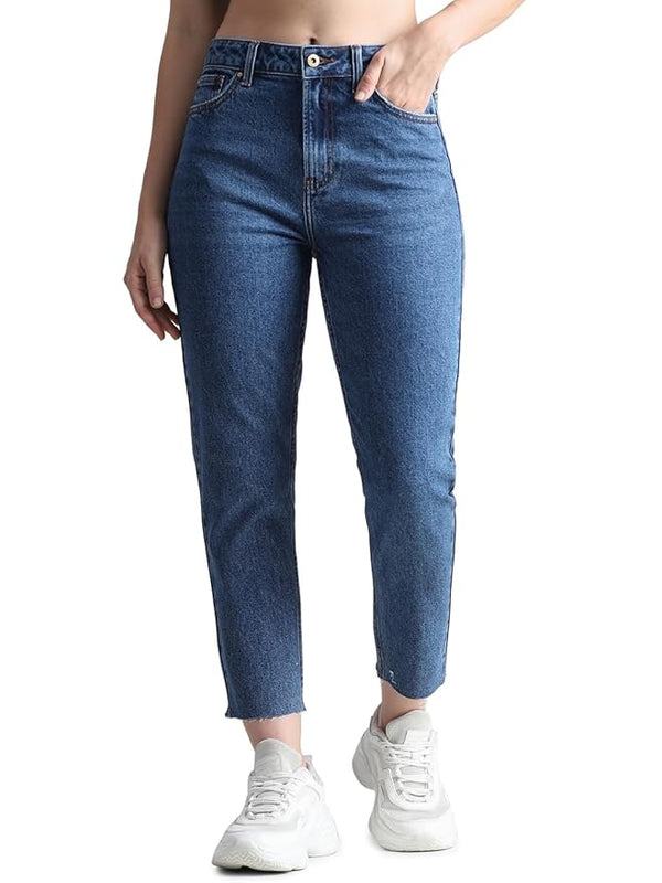 ONLY Women's Straight Jeans (Dark Blue Denim)