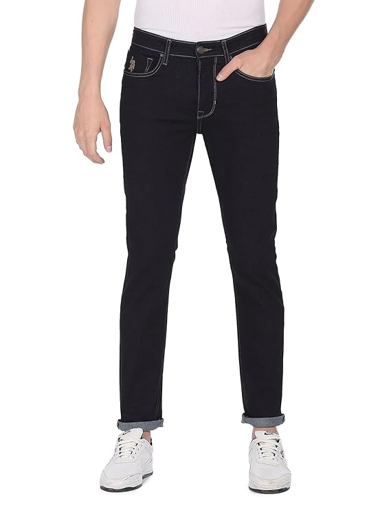U.S. POLO ASSN. Men's Slim Fit Mid Rise Jeans (Navy Blue)