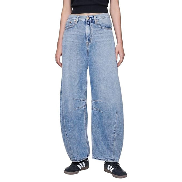 GAP Women’s Relaxed Fit High Rise Lightly Washed Horseshoe Jeans (Medium Blue)