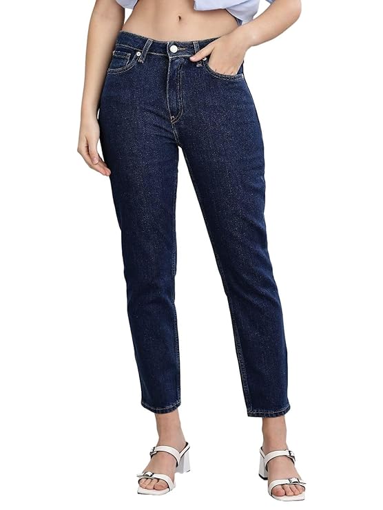 Tommy Hilfiger Womens Navy Blue Solid Jeans (Blue)