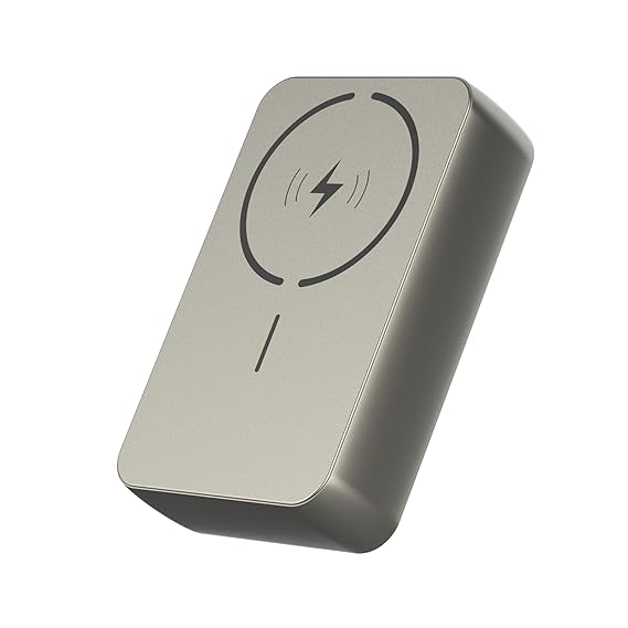 Stuffcool Click 20000mAh Magnetic Wireless Powerbank Natural Titanium Finish Perfect for iPhone 16,15,14,13,12 (Grey)