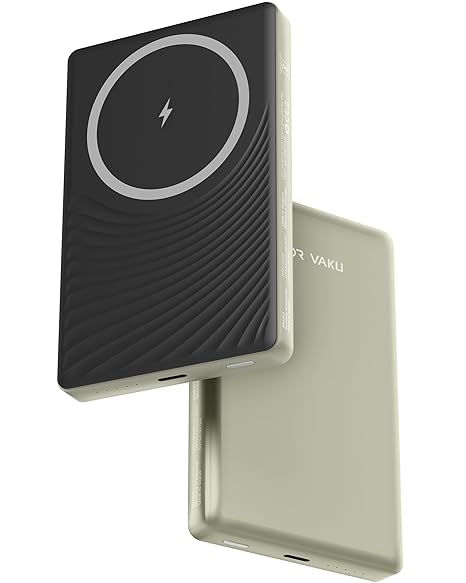 DR VAKU® Volt Flow 10000mAh Magnetic Wireless Power Bank for iPhone 16/15/14/13/12 Series, iWatch & Airpods 22.5w PD 15w Wireless Charging (Input & Output) Lithium Polymer Battery- Black