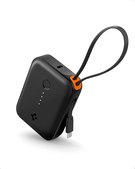 Spigen ArcPack 10000mAh Power Bank with Built-in USB-C Cable,30.0W Fast Charging, 1 Type-C Cable, 1 Type-C Port, 1 USB-A Port - (ABS + PC (4 color options)