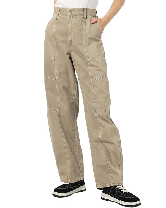 GAP Women’s Relaxed Fit High Rise Dyed Barrel Jeans (Brown)