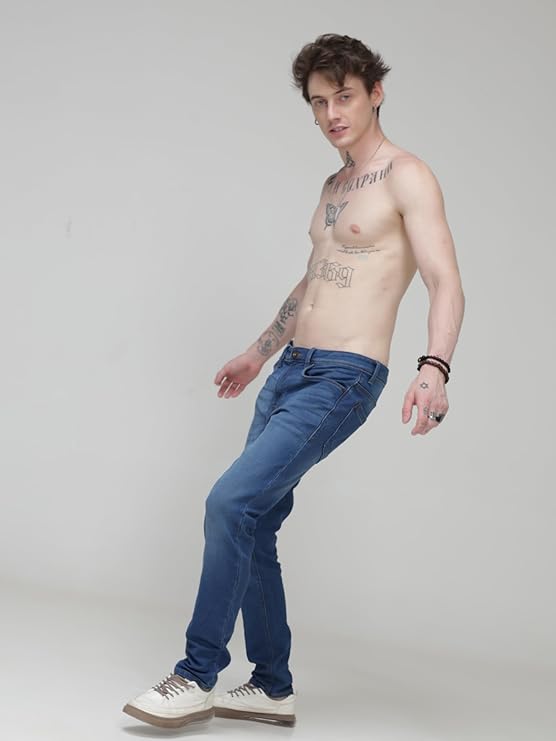 TURMS Men's Black Solid Mid Rise Stretchable Adventure Comfort Denim Pant Cotton Rich Jeans 30 Days No Wash Tailored Fit Casual Wear, Anti Stain Anti Odor Breathable (Available in Plus Sizes)