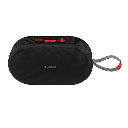PHILIPS Audio TAS1400BK Wireless Bluetooth Speaker with Deep Bass, Passive Radiator, 12W Sound Output, 1200mAh Rechargable Battery (3 color options)