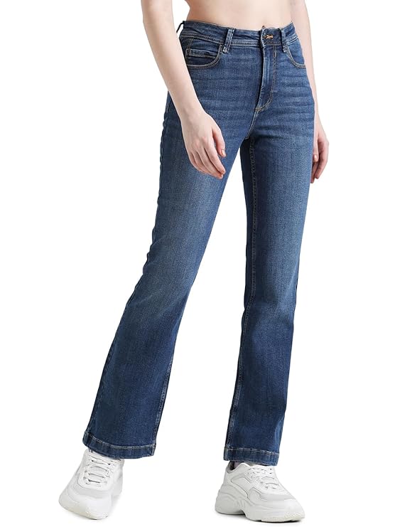 ONLY Women Mild Bootcut Fit High Rise Jeans | Flared Everyday Jeans for Women