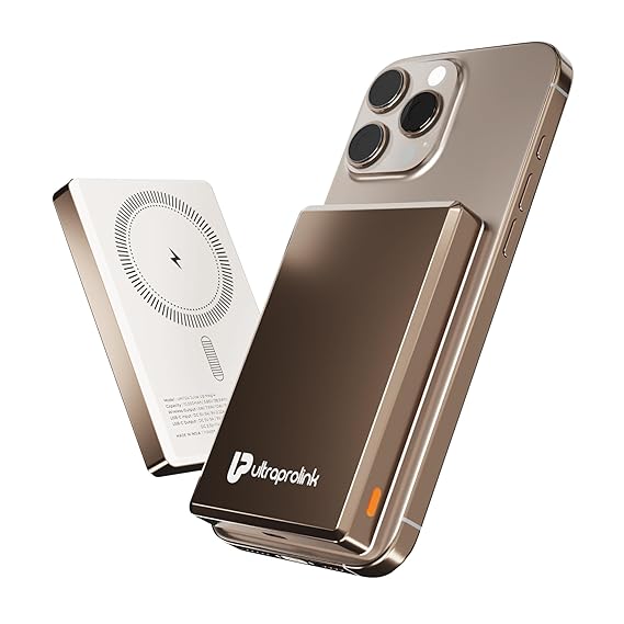 UltraProlink 10000 mAh Slimmest Wireless Magnetic Mag-Safe Power Bank | 22.5W Type C Port with PD-PPS Support | for iPhone Series 16,15,14,13 | Made in India |Titanium|UM1124 | Juice-Up Mag 4