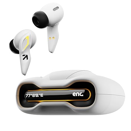 GOBOULT Newly Launched Astra Truly Wireless in Ear Earbuds with 48H Playtime, Built-in App Support, 45ms Low Latency Gaming, Breathing LEDs, 13mm Bass Drivers Ear Buds, Made in India (White Opal)