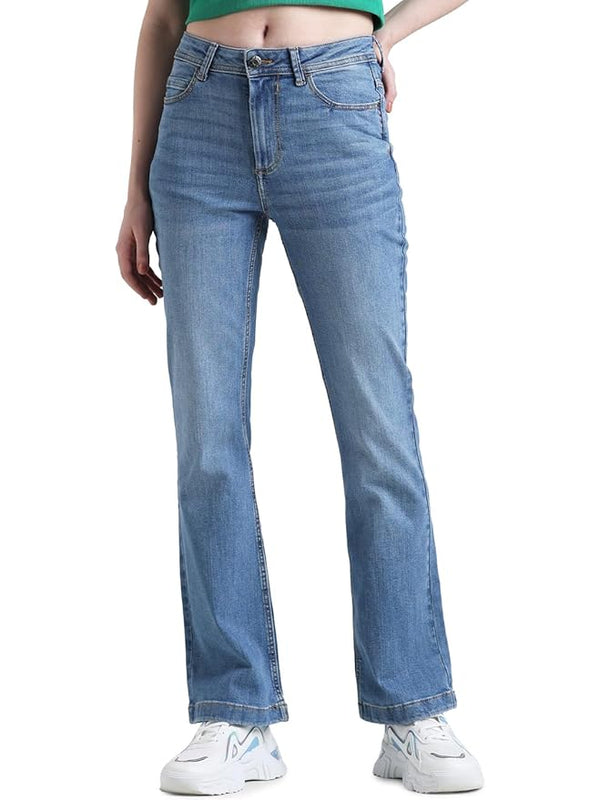 ONLY Women's High Rise Bootcut-Fit Regular Jeans (Medium Blue Denim)