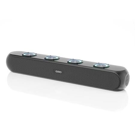 GOVO Gosurround 320 | 50W Bluetooth SoundBar, 4000 Mah Battery, 2.0 Channel with 58Mm Drivers, Multicolor Led Lights with TWS, Aux, Bluetooth and USB (Black)