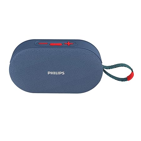PHILIPS Audio TAS1400BL Wireless Bluetooth Speaker with Deep Bass, Passive Radiator, 12W Sound Output, 1200mAh Rechargable Battery, RGB Light Modes, 10H Playtime (3 color options)