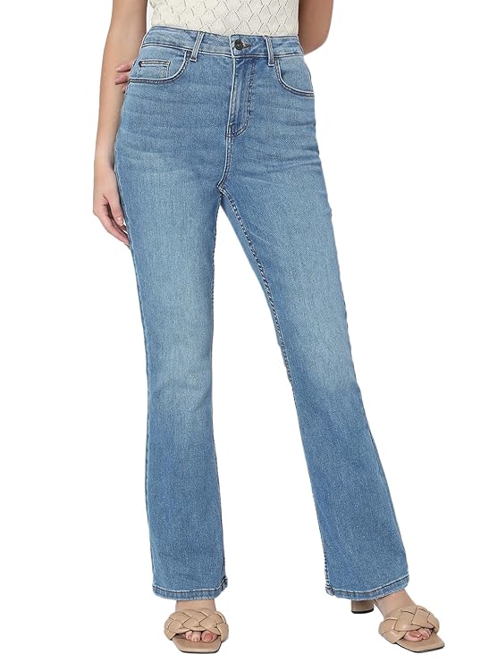VERO MODA Women's Bootcut High Rise Jeans | Flared Jeans for Women (Blue)