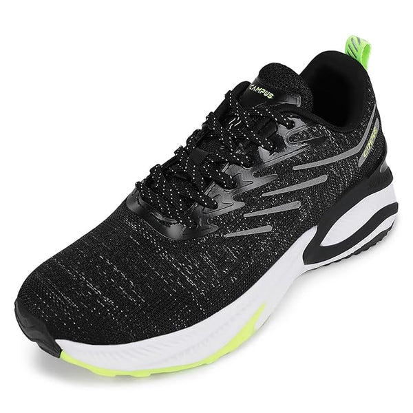 Campus Men Camp-Spunky Running Shoes (BLK/F.GRN)