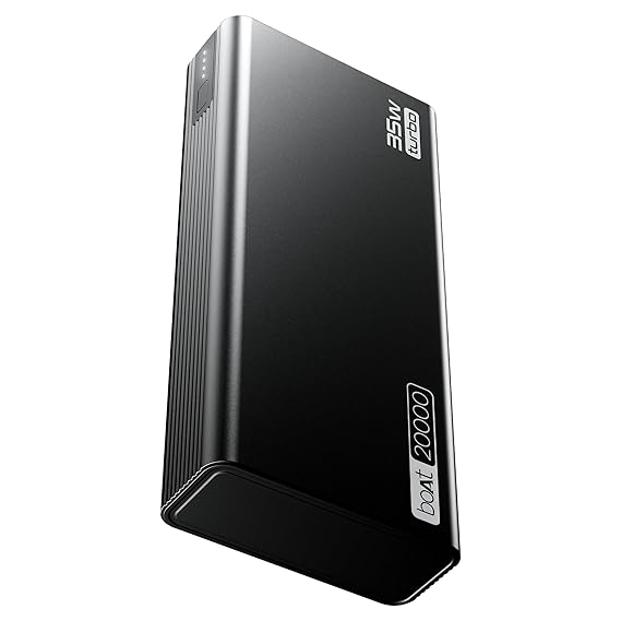 boAt Newly Launched PB435 Turbo 35W Power Bank with 20000mAh Battery, 35W 2-Way Super Fast Charging | 12-Layer Smart IC Protection | Triple Output & Dual Input in Sleek Aluminium Casing(Onyx Black)