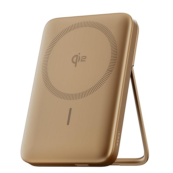 Ambrane Qi2 Magsafe Wireless 10000mAh Powerbank, Faster 15W Wireless Charging, Better Magnetic Strength (Golden)