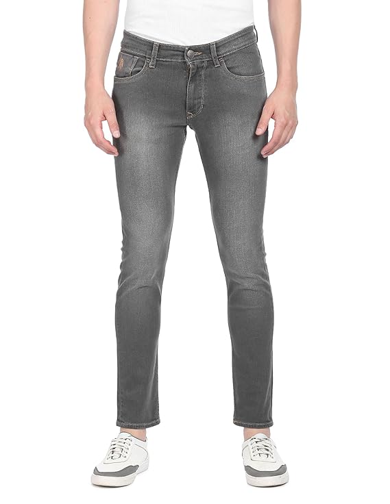 U.S. POLO ASSN. Men's Slim Fit Mid Rise Jeans (Grey)