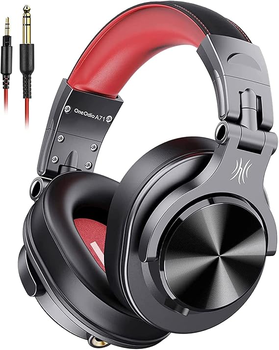 OneOdio A71 (red) PC Headsets with Microphone, Multifunctional Headset with Boom Mic Studio Headphones (Black)