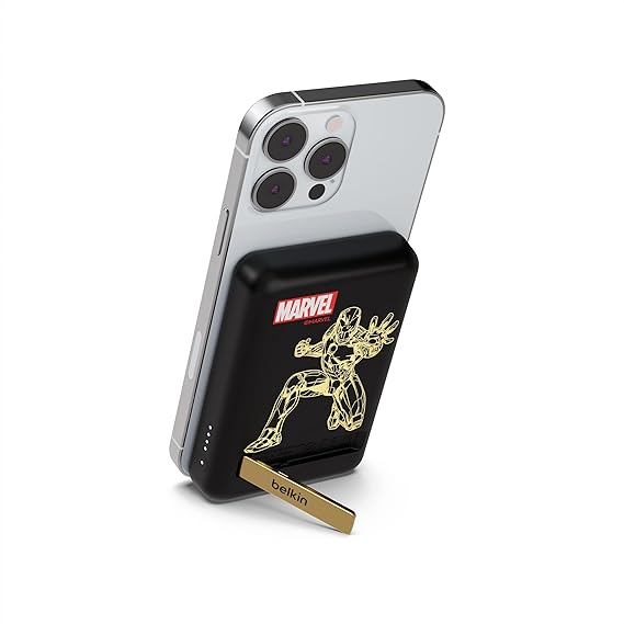 Belkin X Marvel | 5000 mAh Magsafe Wireless Power Bank | 10W w/Wired & 7.5W Wireless Fast Charging | Compatible w/iPhone 12 and Above, Android Devices & Airpods