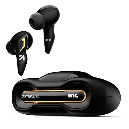 GOBOULT Newly Launched Astra Truly Wireless in Ear Earbuds with 48H Playtime, Built-in App Support, 45ms Low Latency Gaming, Breathing LEDs, 13mm Bass Drivers Ear Buds, Made in India (Black Gloss)