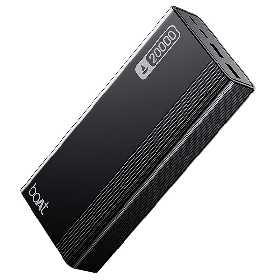 boAt Energyshroom PB401 20000mAh Power Bank| Micro USB Type-C Input(2-Way Input Ports), 22.5W, 3X Output Ports, Compatible with Tablets, Smartphones, Earbuds, Smartwatch (Carbon Black)