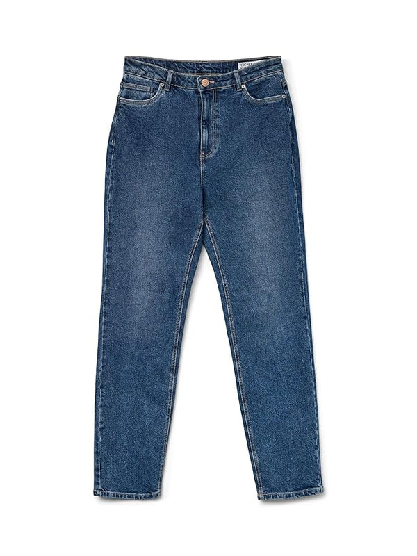 VERO MODA Women's High Rise Relaxed Jeans (Medium Blue Denim)