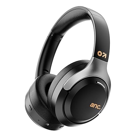 GOBOULT Newly Launched Anchor Bluetooth Wireless Over Ear Headphones with Mic, Active Noise Cancellation, 72H Playtime (Black)