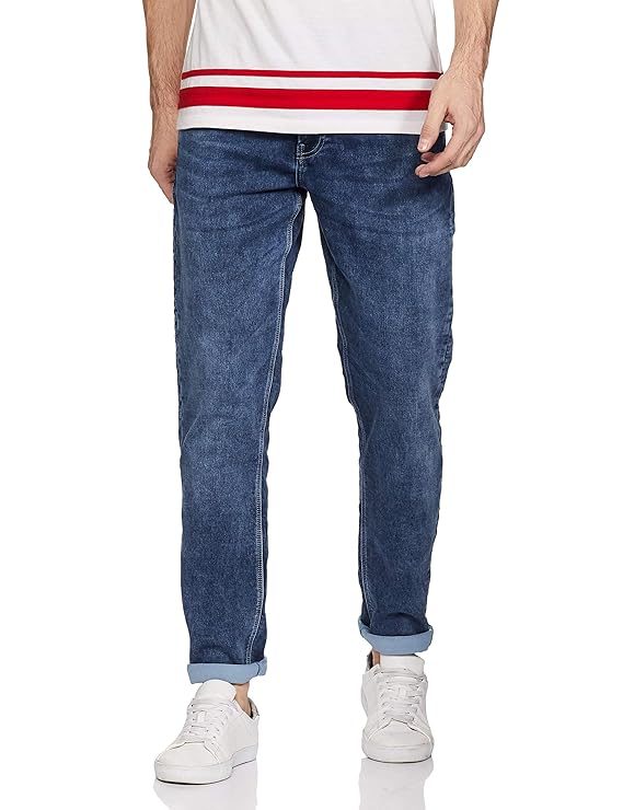 UNITED COLORS OF BENETTON Men's Slim Fit Mid Rise Jeans (Mid Blue)