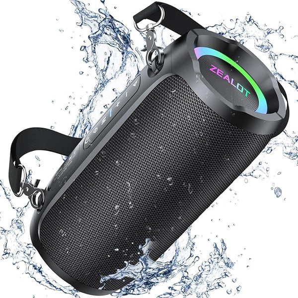 Zealot S76 Bluetooth Speaker,70W Peak(50W) Booming Sound Speakers Bluetooth Wireless, Dual Pairing, XBass, Bluetooth 5.3, 8000mAh Portable Outdoor Waterproof Speaker for Camping (Black)